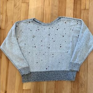 NIC + ZOE Grey Sweater with Gemstones- Size Medium